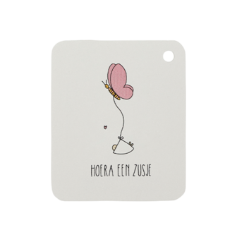 Label - Hoera een zusje | 50 x 60 mm