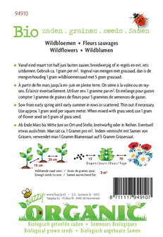 Biologische Wildbloemen mengsel zaden - achterkant