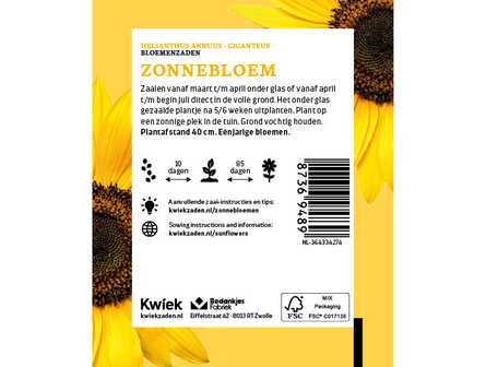 Reuzen zonnebloemenzaden  -  Kwiek Uitdeel zakjes