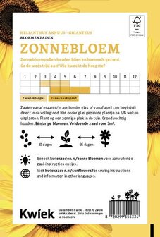 Reuzenzonnebloem bloemenzaden achterkant