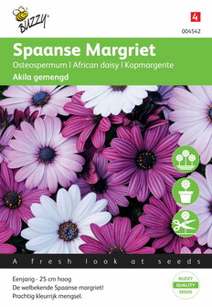 Spaanse Margriet Akila mix Osteospermum zaden - achterkant