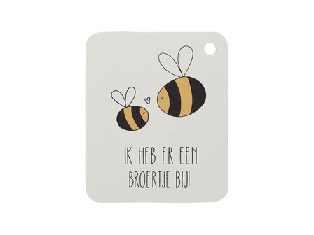 Tuinzaden zaaien - zaden in linnenzakje - Ik heb er een broertje bij - kindertraktatie - label voorkant