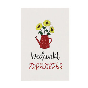 Ansichtkaart 100 x 148 mm met de tekst &lsquo;Bedankt zorgtopper&rsquo;