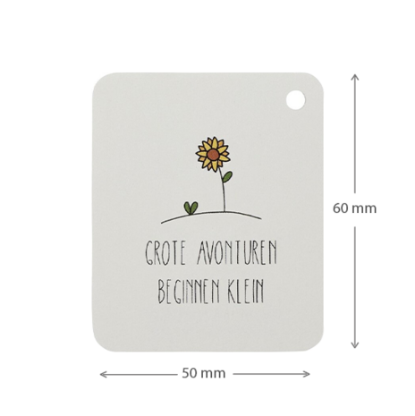 Label - Grote avonturen beginnen klein | 50 x 60 mm