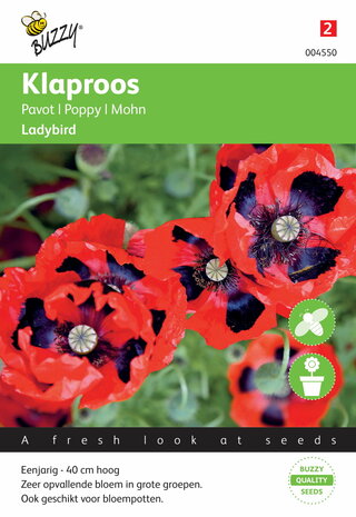 Klaproos Lady Bird papaver voorkant - zaden