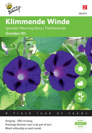 Klimmende winde Grandpa Ott Ipomoea zaden - voorkant