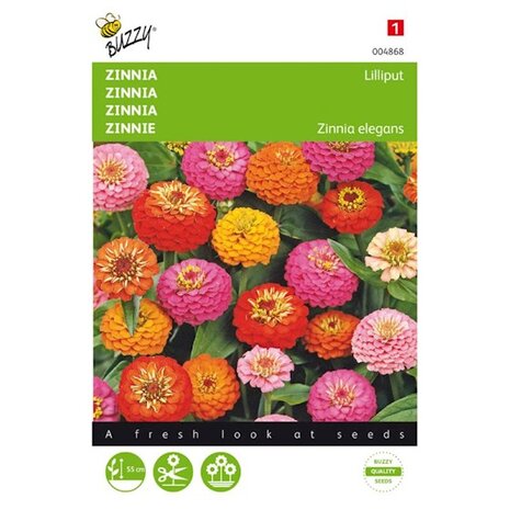 Zinnia Lilliput gemengde zaden voorkant